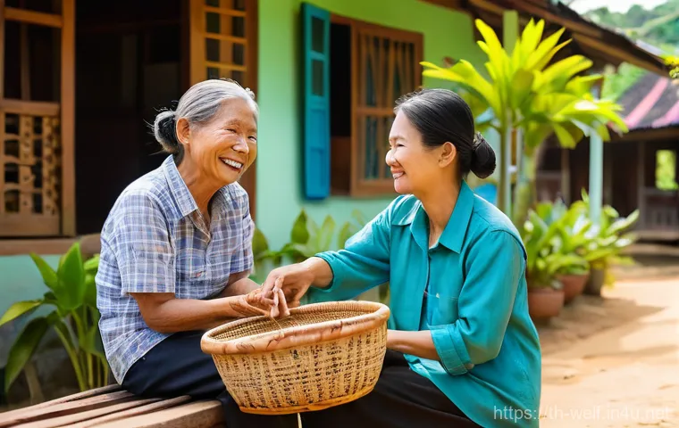 사회복지사와 사회적기업 연결 - **Prompt:** A compassionate Thai social worker, a woman in her late 30s with a warm, inviting smile,...