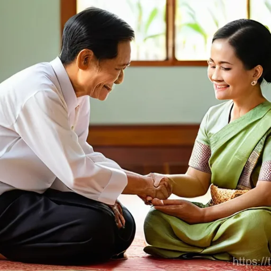 사회복지사 이론과 실무의 연결 - **Prompt 1: Cultural Sensitivity and Elder Care in a Thai Home**
A heartwarming scene inside a t...