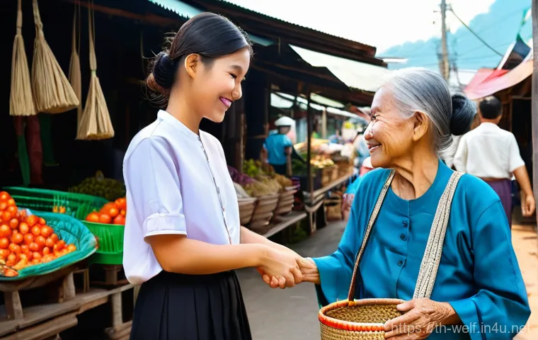 사회복지사 자격증 취득 동기 부여 - **Prompt:** A heartwarming scene depicting a kind and empathetic young Thai woman, in her early twen...