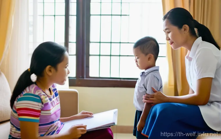 사회복지사 자격증 취득 동기 부여 - **Prompt:** A heartwarming scene depicting a kind and empathetic young Thai woman, in her early twen...