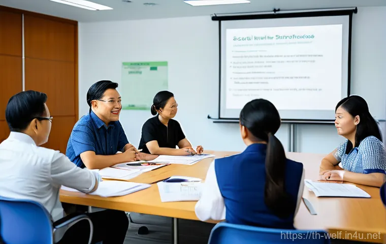 사회복지사 자격증 취득 동기 부여 - **Prompt:** A compassionate and professional Thai social worker, a woman in her late thirties, engag...