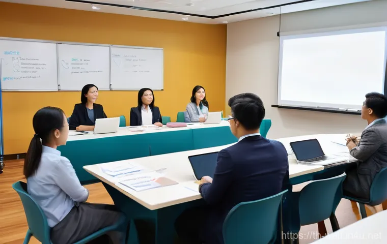 사회복지사로서 성장하는 법 - **Prompt:** "A diverse group of professional social workers, including men and women of various ages...