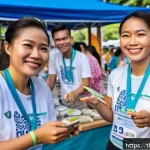 Home 23 사회복지사 비영리단체 운영 사례 - A vibrant community fundraising event in Bangkok featuring a diverse group of Thai people participat...