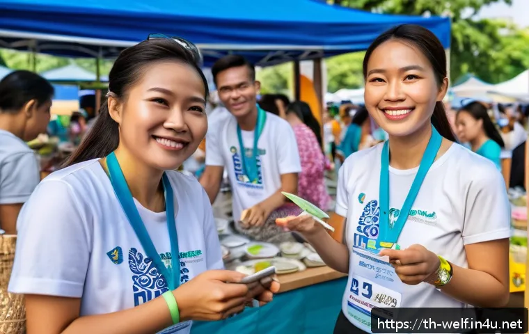 사회복지사 비영리단체 운영 사례 - A vibrant community fundraising event in Bangkok featuring a diverse group of Thai people participat...